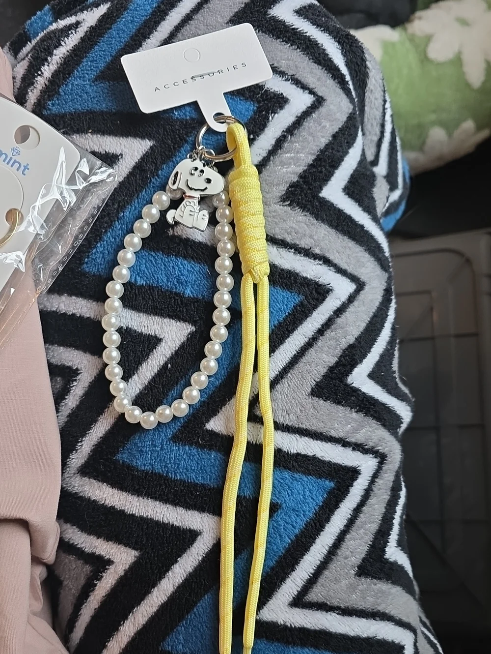 Accessorize Yellow Pearl Bead Wrist Strap with Dog Charm